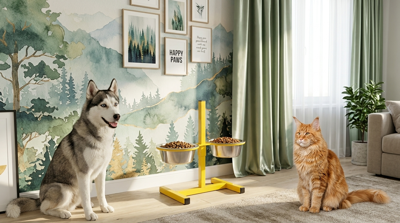Подставка для мисок BZT LOFT желтая – правильное питание для вашего питомца 🐾